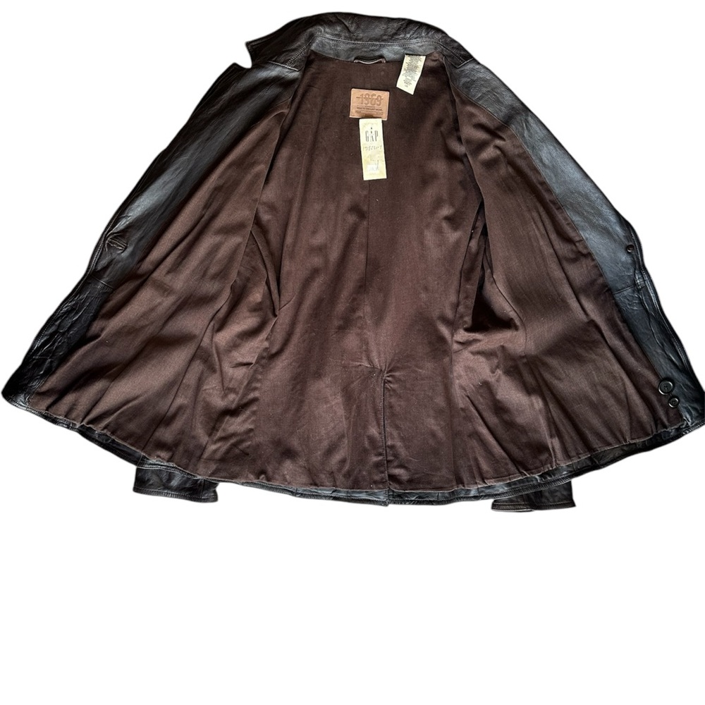 GAP Women's Brown Cow Leather Jacket Spring 03 Size L - Picture 6 of 10
